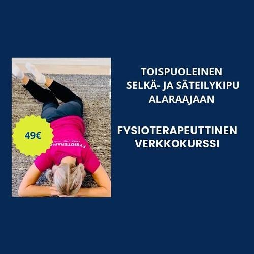 Toispuoleisen  alaselkä- ja säteilykivun lievitys - Kotifysioterapiakurssi by Fysioterapia Liikkeellä Oulu, Eira Malinen